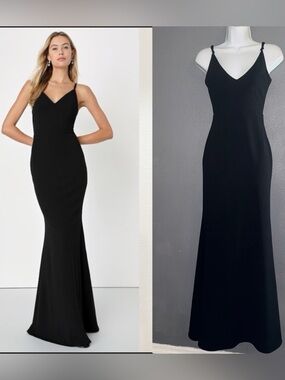 Lulus New w Tags Formal Long Black Maxi V-Neck Dress size XS